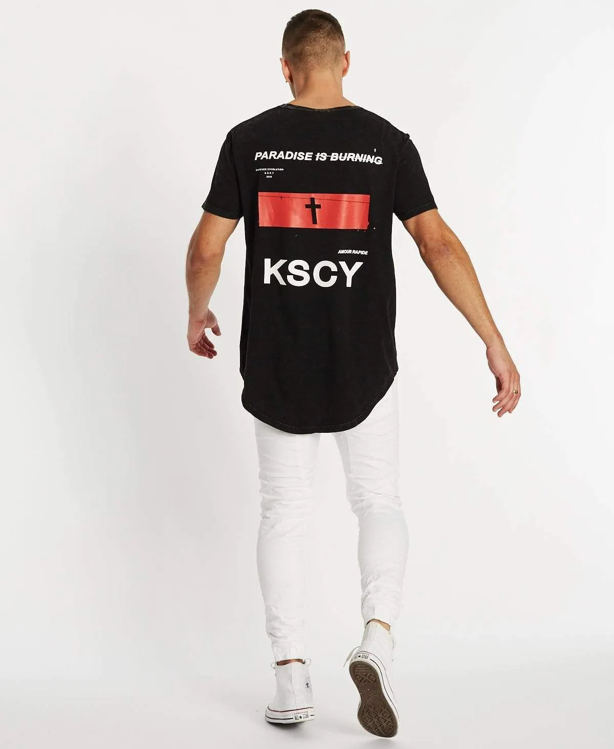 Paradise Is Burning Dual Curved T-Shirt Acid Black sold by Neverland product image thumbnail 5