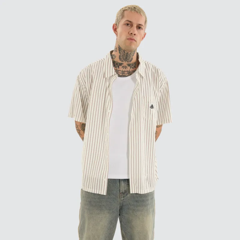 Square Stripe Shirt Coffee sold by Neverland
