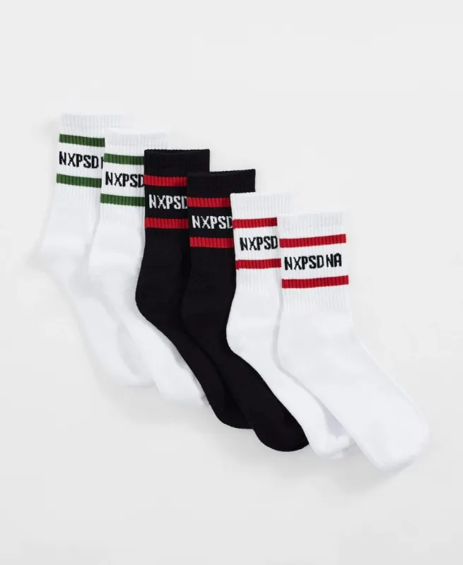 NXP 03 Mid Socks 3 Pack Multi Colour sold by Neverland