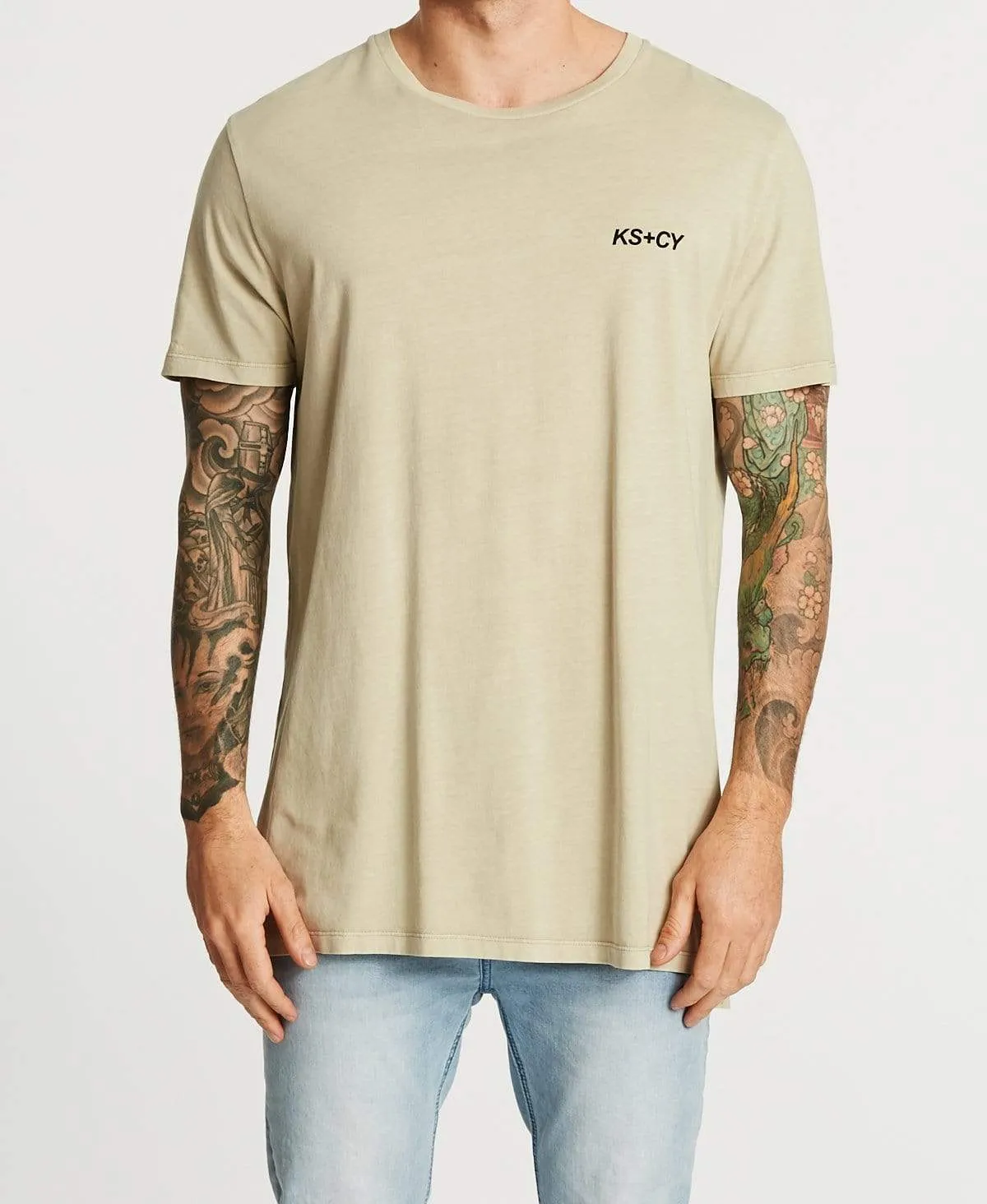 Perspective Step Hem T-Shirt Pigment Sand sold by Neverland product image thumbnail 2