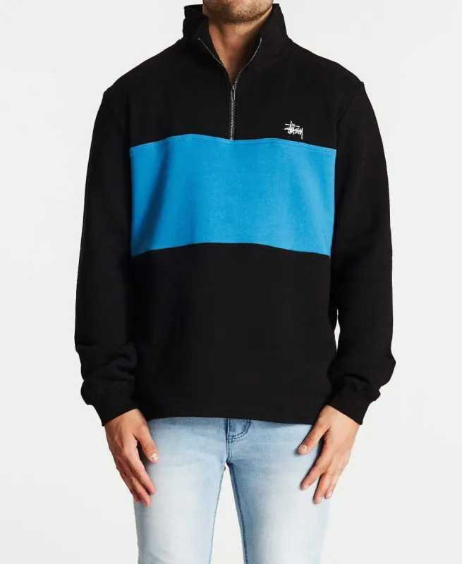 Panel Fleece Jumper 1/4 Zip Black sold by Neverland