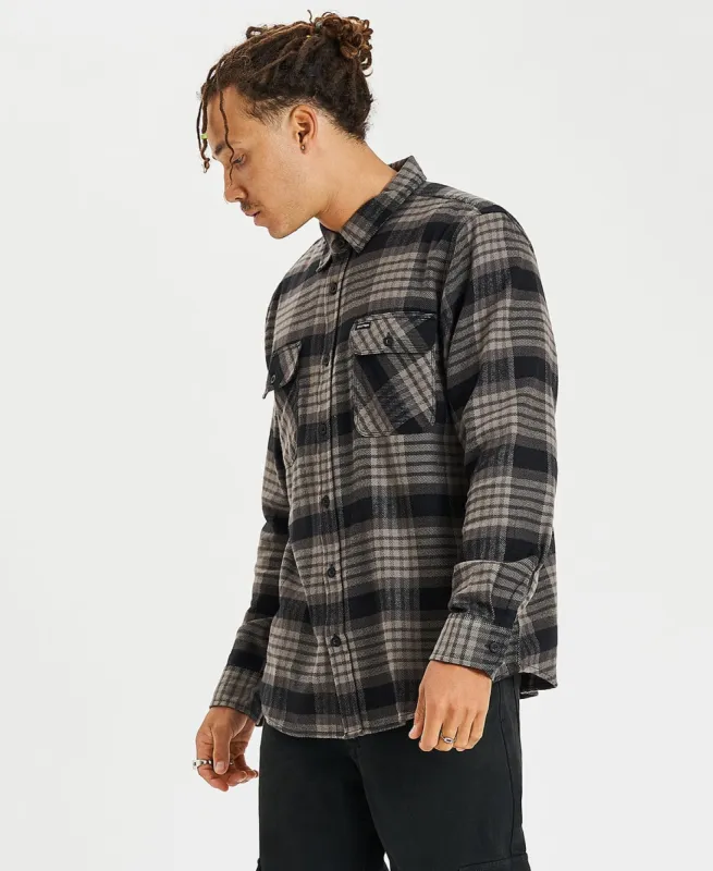 Bowery Long Sleeve Flannel Shirt Black/Light Grey/ Charcoal sold by Neverland