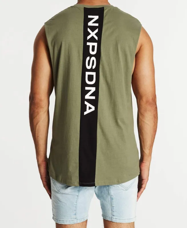 Mutiny Scoop Back Muscle Tee Khaki sold by Neverland