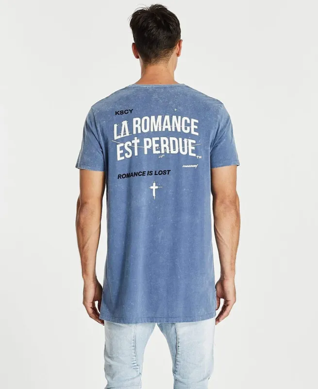 Romantic Step Hem T-Shirt Acid Blue sold by Neverland