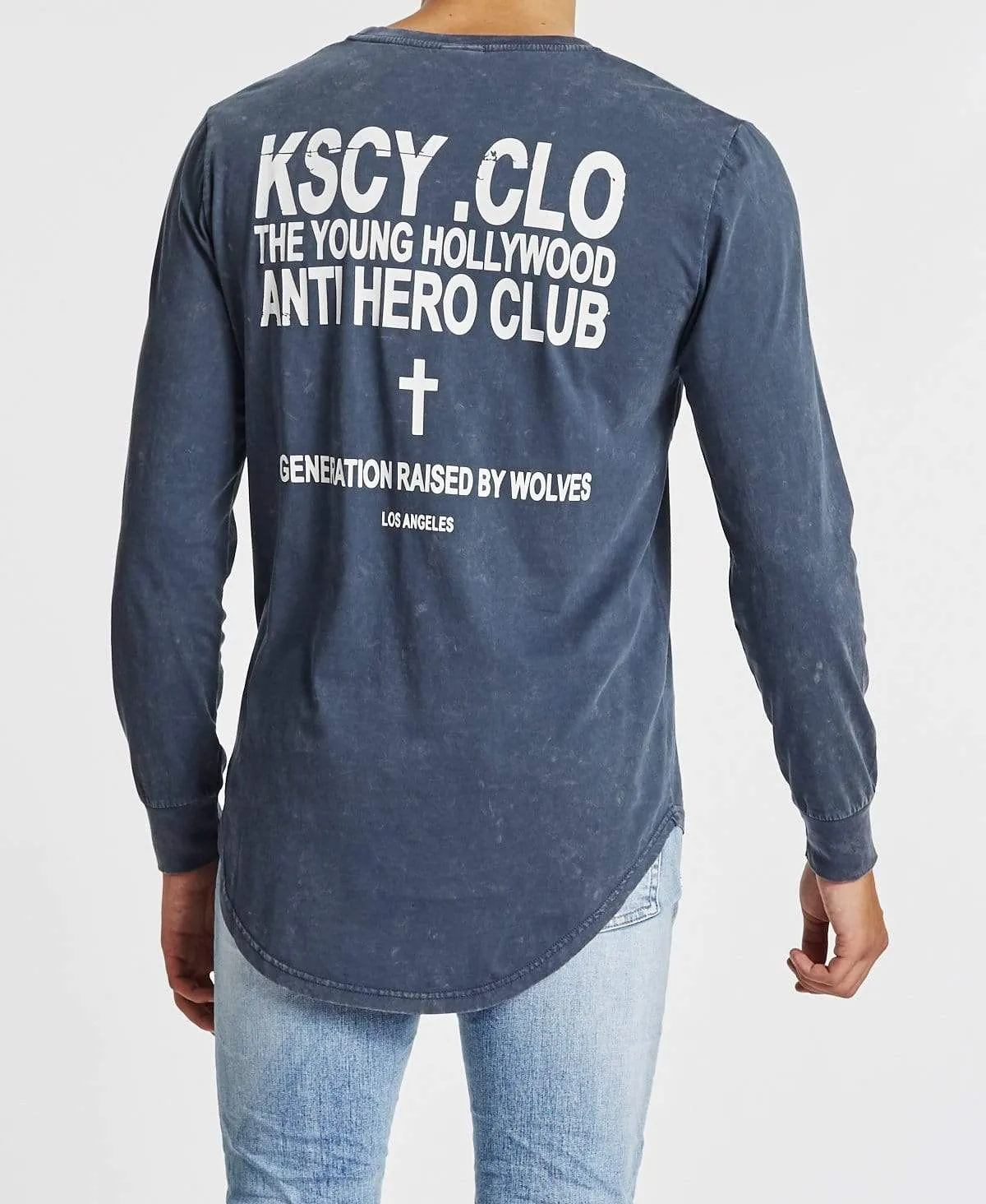 Wondering Cape Back Long Sleeve T-Shirt Acid Navy sold by Neverland