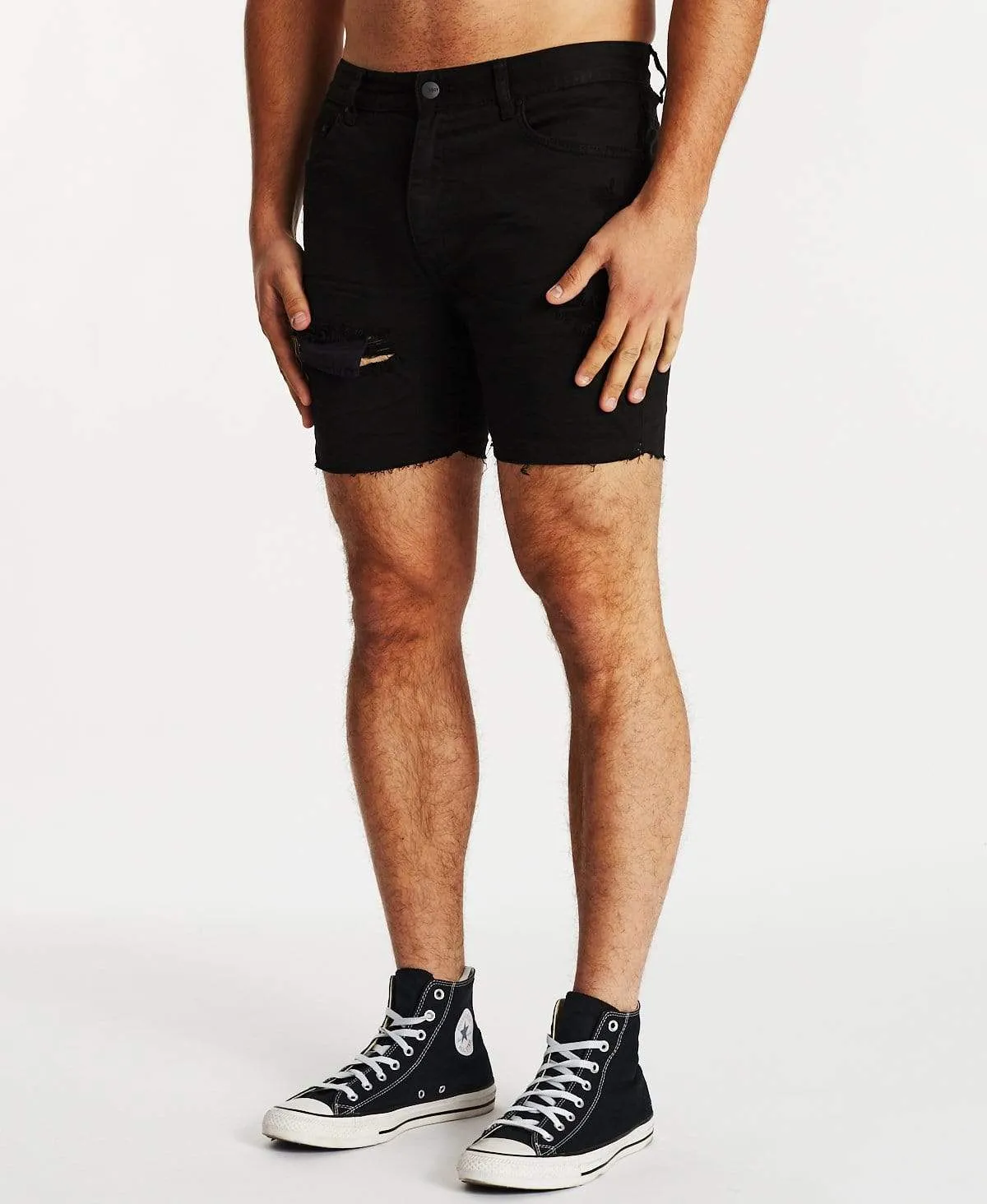 KS1 Denim Shorts Destroyed Black sold by Neverland
