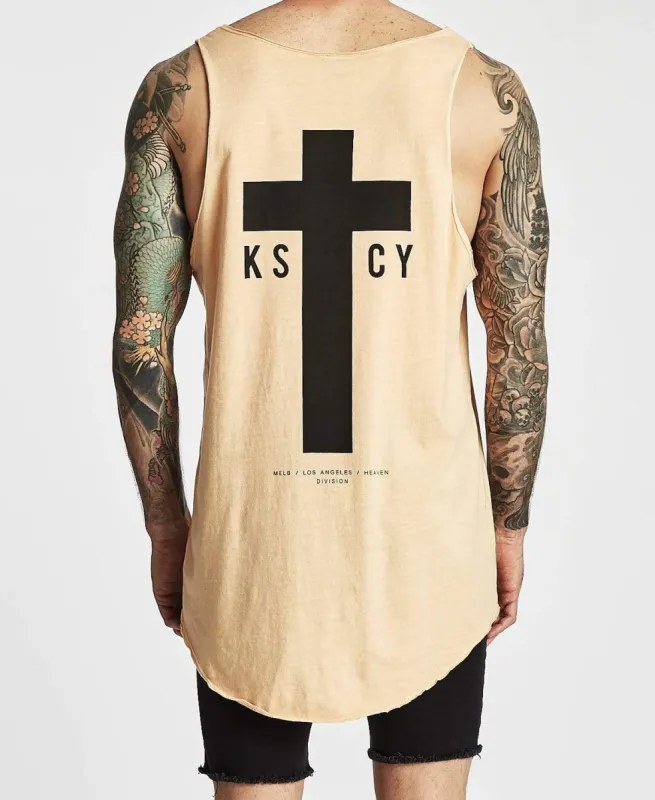 Heaven Raw Curved Hem Tank Sunburst sold by Neverland