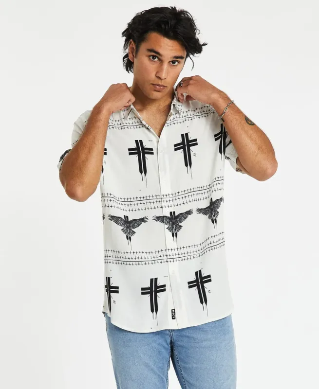 Malibu Relaxed Short Sleeve Shirt White Print sold by Neverland