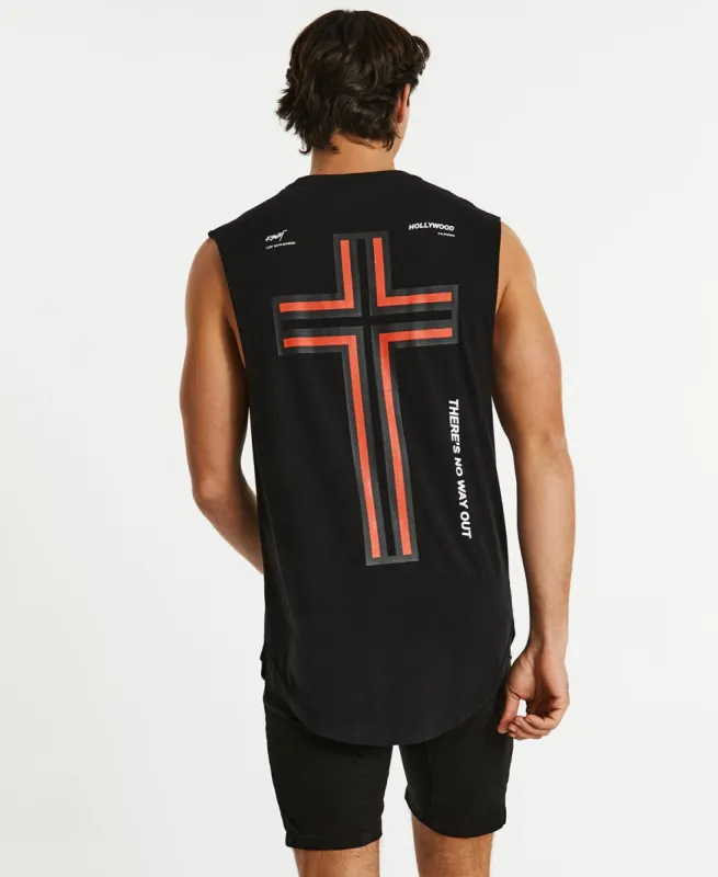 Hypocrit Dual Curved Muscle Tee Jet Black sold by Neverland
