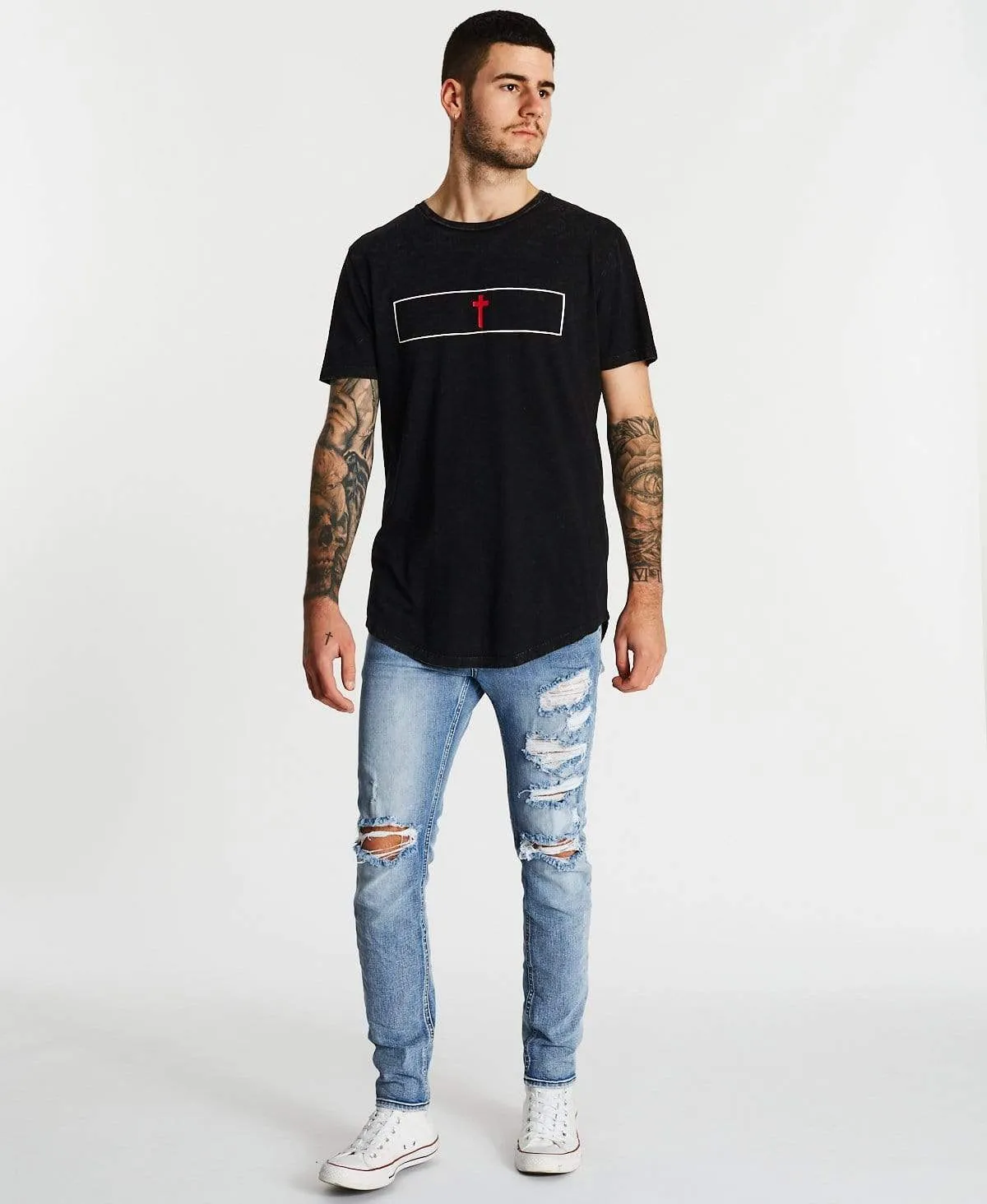 Black Soul Dual Curved T-Shirt All Black sold by Neverland product image thumbnail 4