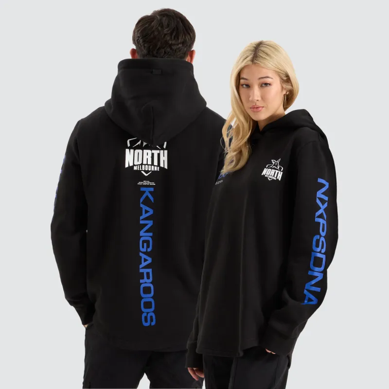 North Melbourne Kangaroos AFL Dual Curved Hoodie Jet Black sold by Neverland