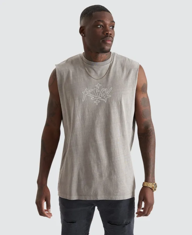 Restrain Relaxed Fit Muscle Tee Grey sold by Neverland
