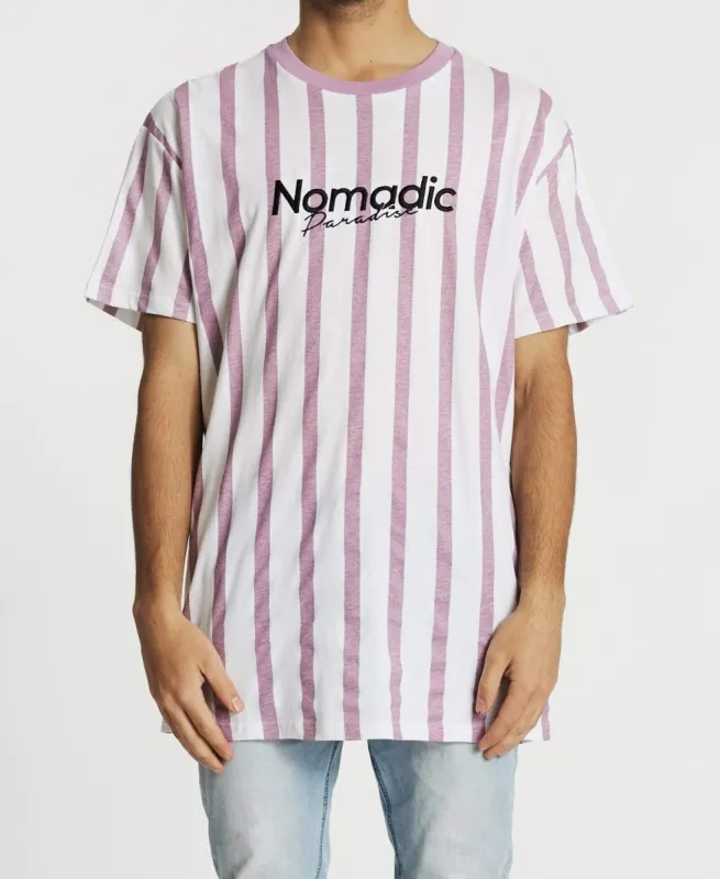 Hollow Relaxed T-Shirt Mauve/White Stripe sold by Neverland