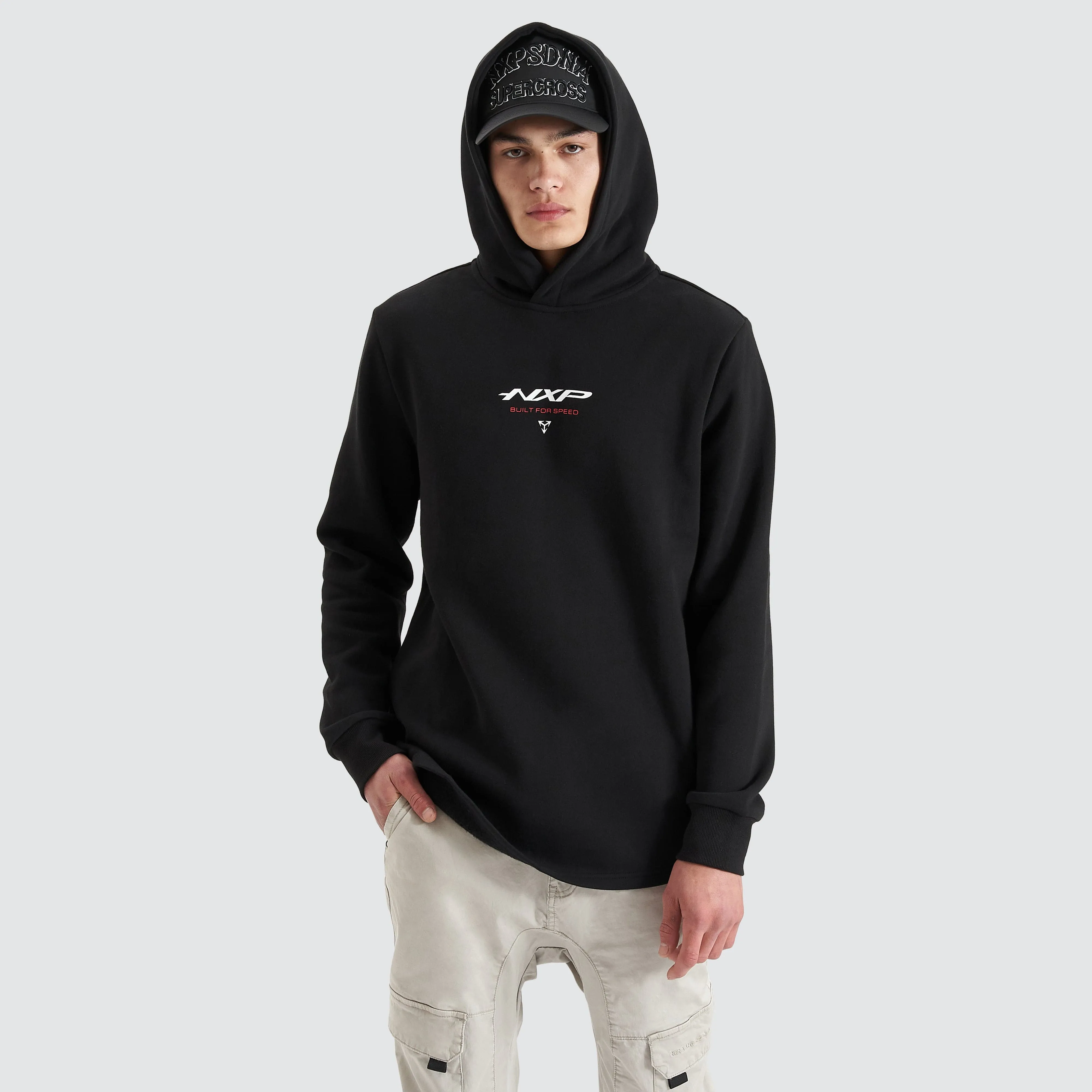Parallax Hooded Dual Curved Sweater Jet Black sold by Neverland product image thumbnail 2