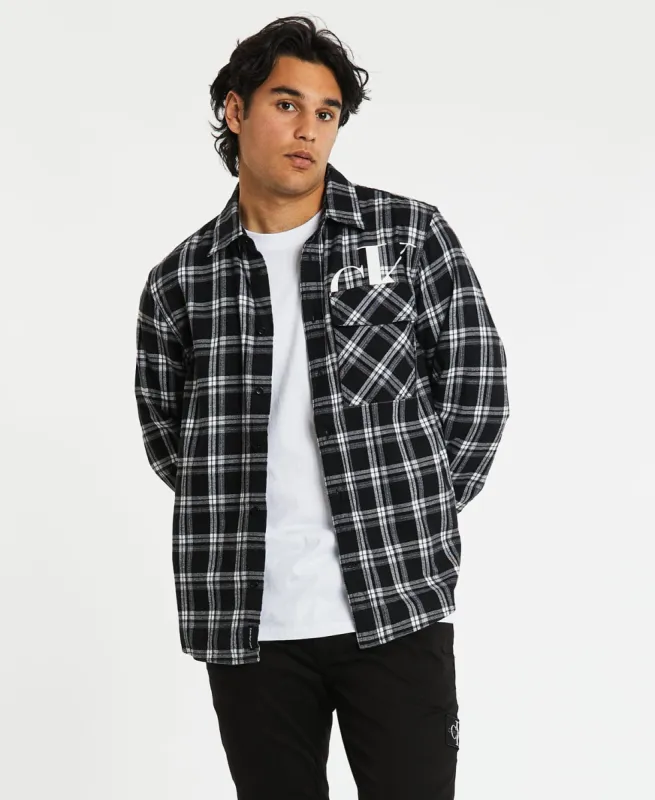 Cut Off Check Shirt Black/White sold by Neverland
