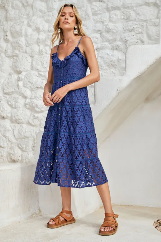 Florentina Midi Dress - Indigo sold by Nine Lives Bazaar