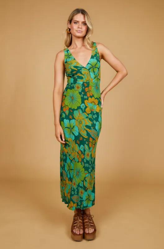 Sarah Bias Midi Dress - Emerald sold by Nine Lives Bazaar