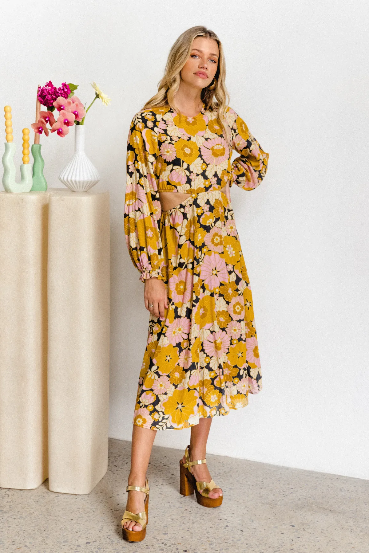 Andie Midi Dress - Wildflower sold by Nine Lives Bazaar