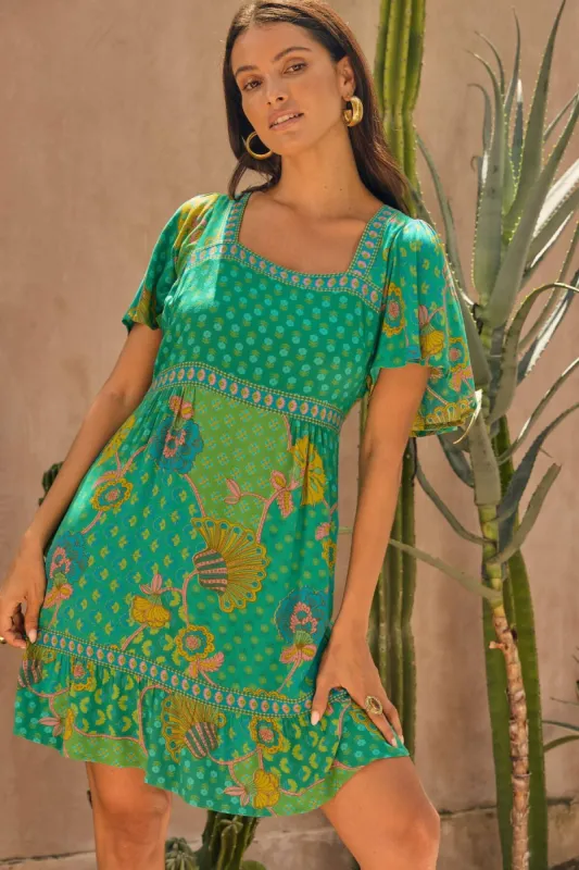 Serendipity Mini Dress - Meadow sold by Nine Lives Bazaar