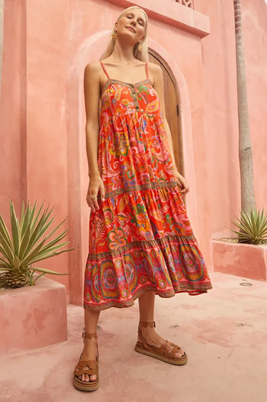 Avril Strappy Dress - Scarlet sold by Nine Lives Bazaar