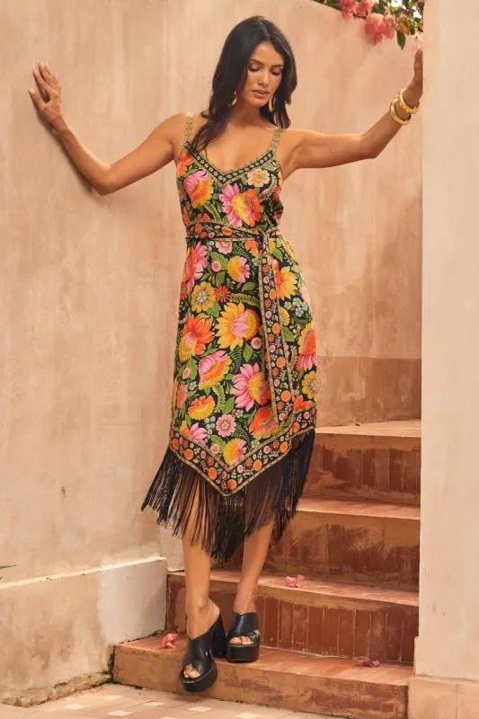 Holly Midi Dress - Fiesta sold by Nine Lives Bazaar