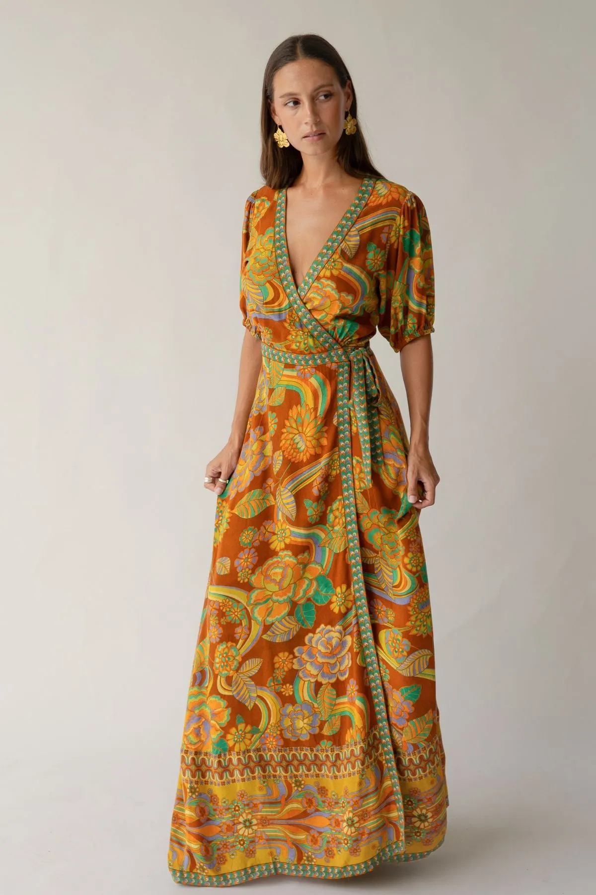 Dawn Wrap Dress - Harvest sold by Nine Lives Bazaar product image thumbnail 4