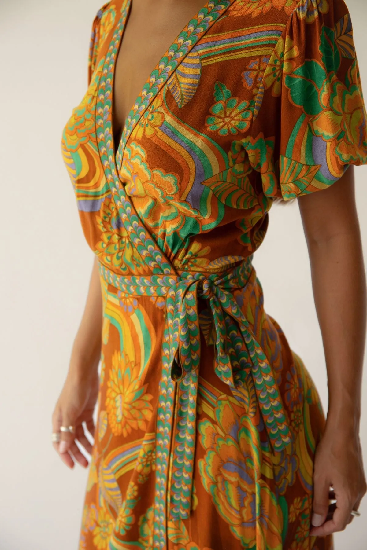 Dawn Wrap Dress - Harvest sold by Nine Lives Bazaar product image thumbnail 5