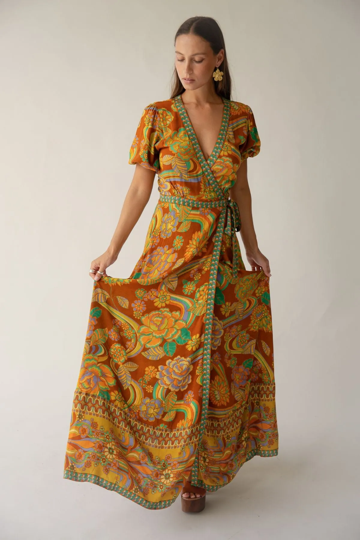 Dawn Wrap Dress - Harvest sold by Nine Lives Bazaar product image thumbnail 3