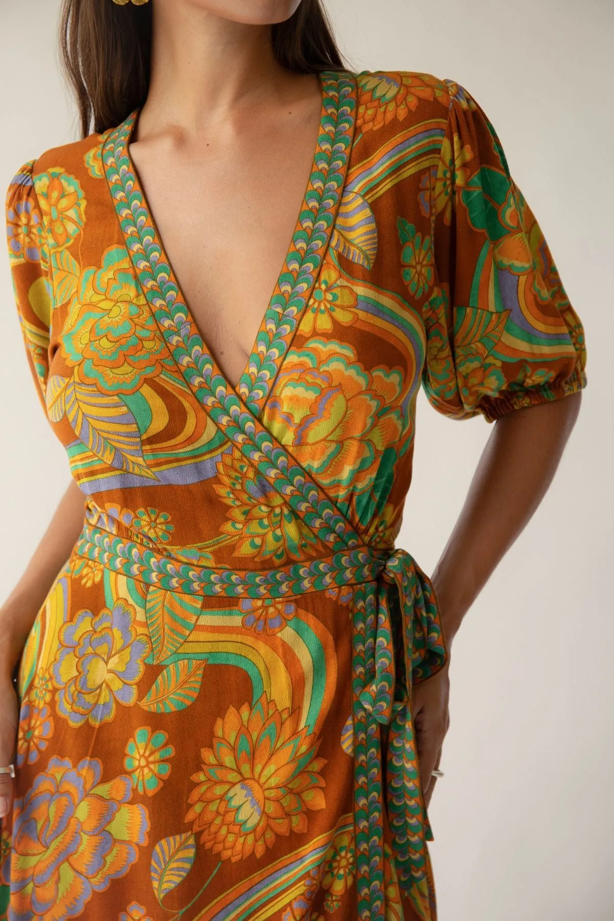 Dawn Wrap Dress - Harvest sold by Nine Lives Bazaar product image thumbnail 2
