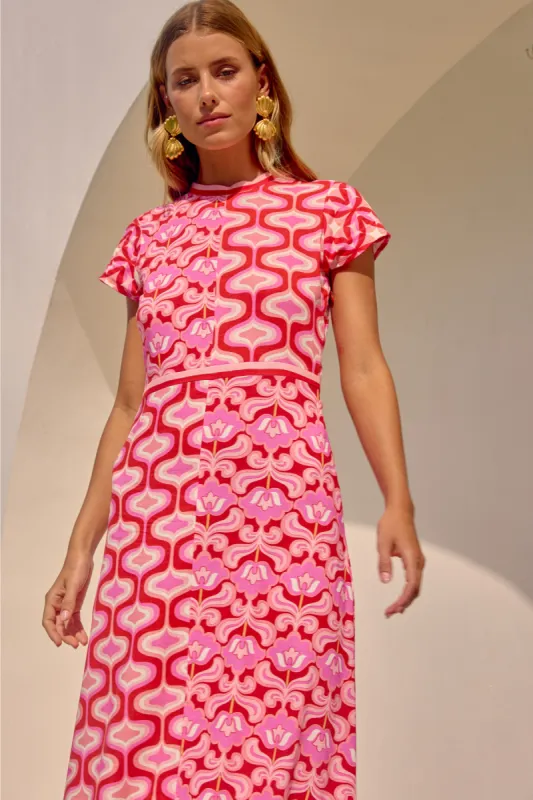 Yoko Midi Dress - Candy sold by Nine Lives Bazaar