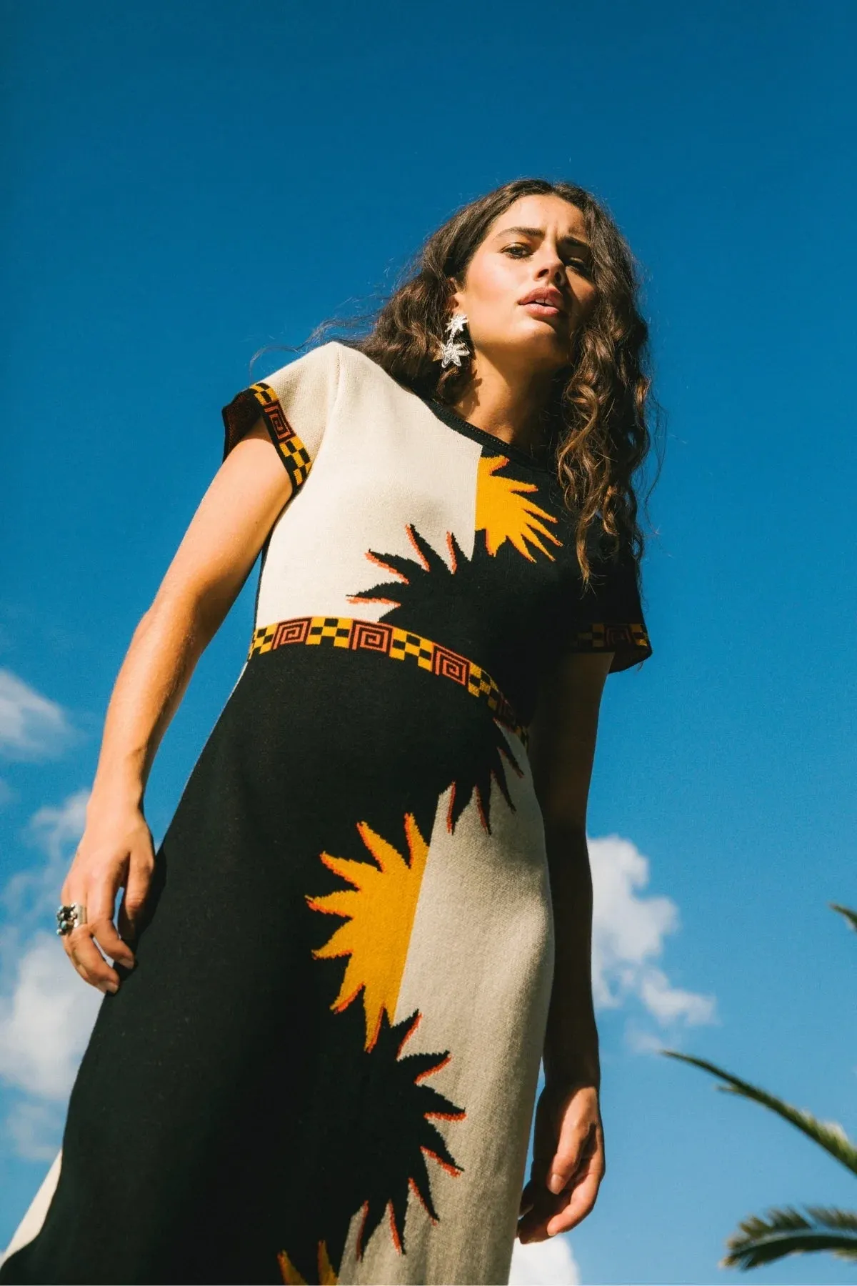 Yoko Midi Dress - Salt & Pepper sold by Nine Lives Bazaar product image thumbnail 3