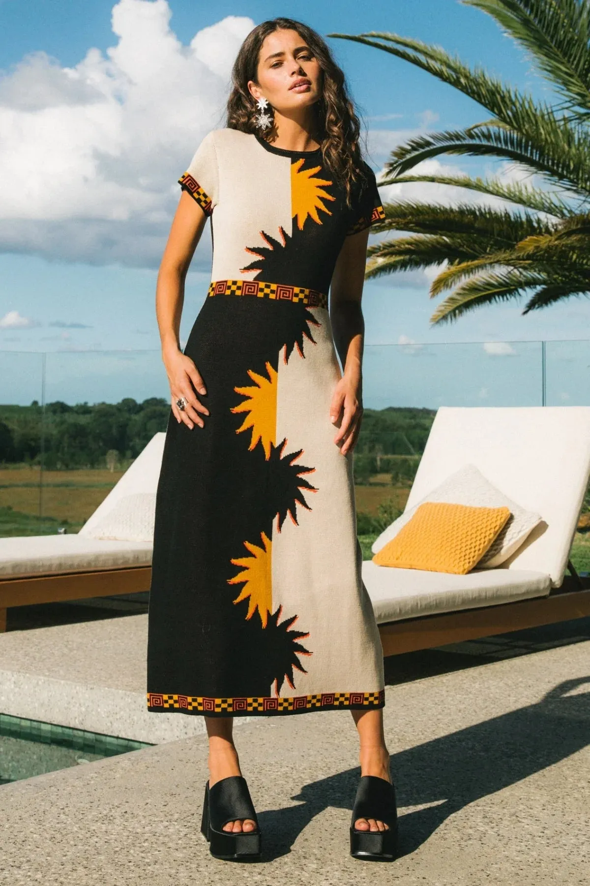 Yoko Midi Dress - Salt & Pepper sold by Nine Lives Bazaar