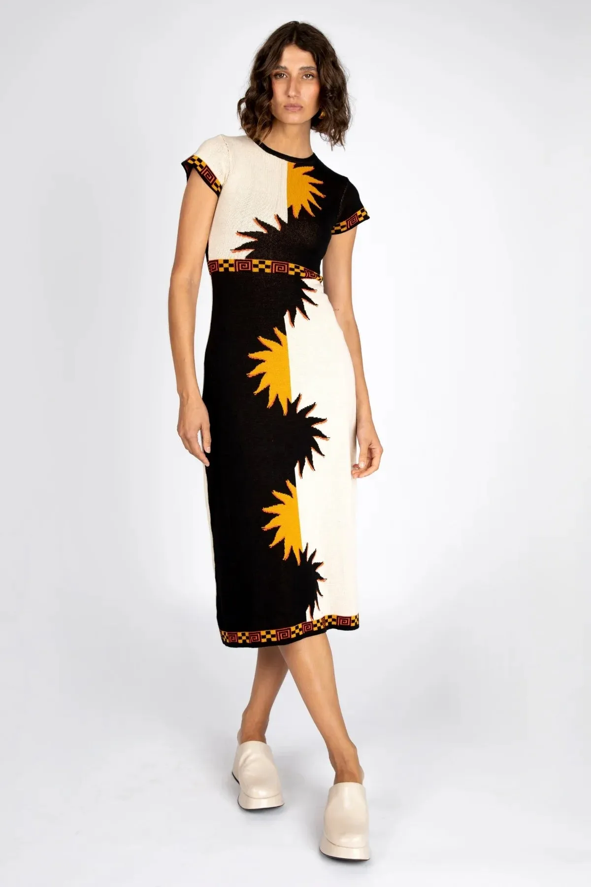 Yoko Midi Dress - Salt & Pepper sold by Nine Lives Bazaar product image thumbnail 5