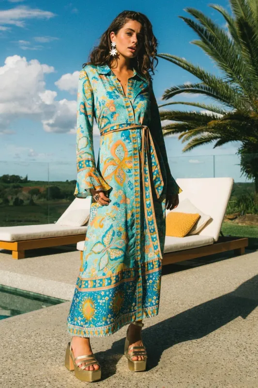 Pearl Midi Dress - Aquamarine sold by Nine Lives Bazaar