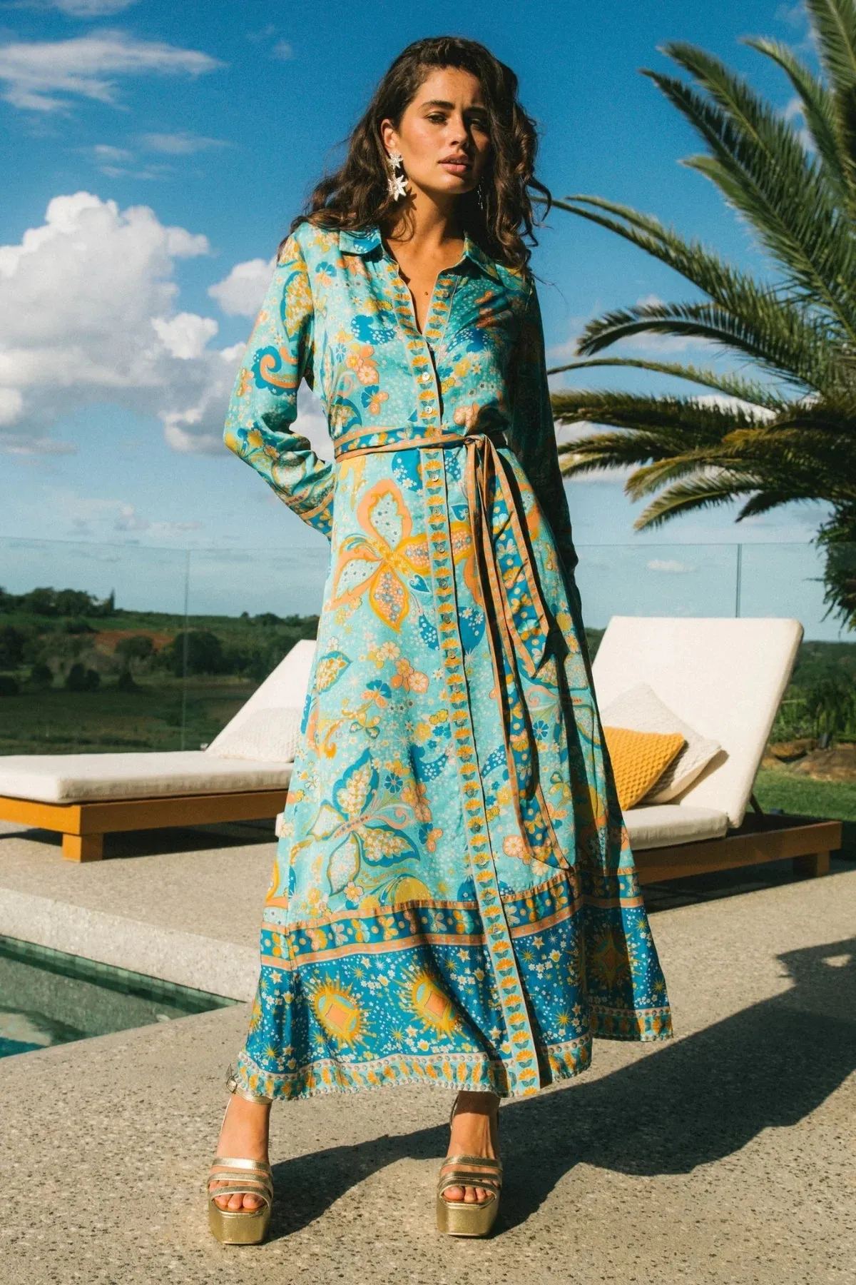 Pearl Midi Dress - Aquamarine sold by Nine Lives Bazaar product image thumbnail 2