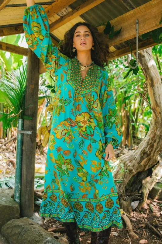 Orion Maxi Dress - Peacock sold by Nine Lives Bazaar