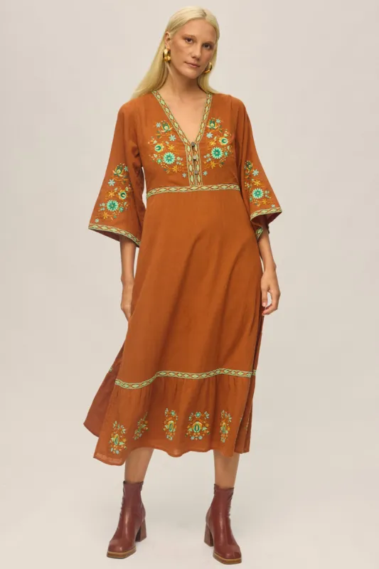Empress Embroidered Dress  - Forest sold by Nine Lives Bazaar