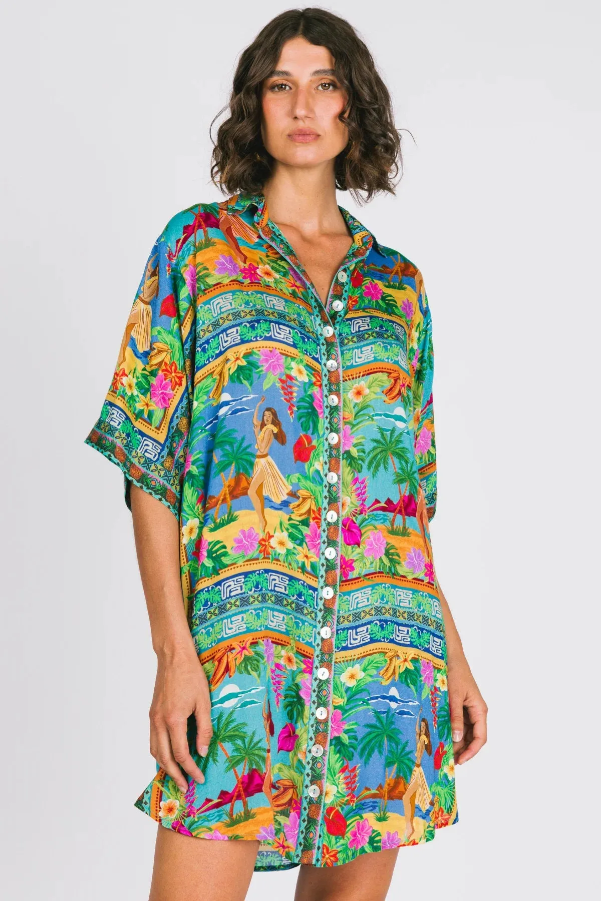 Lois Shirt Dress - Tiki sold by Nine Lives Bazaar product image thumbnail 5