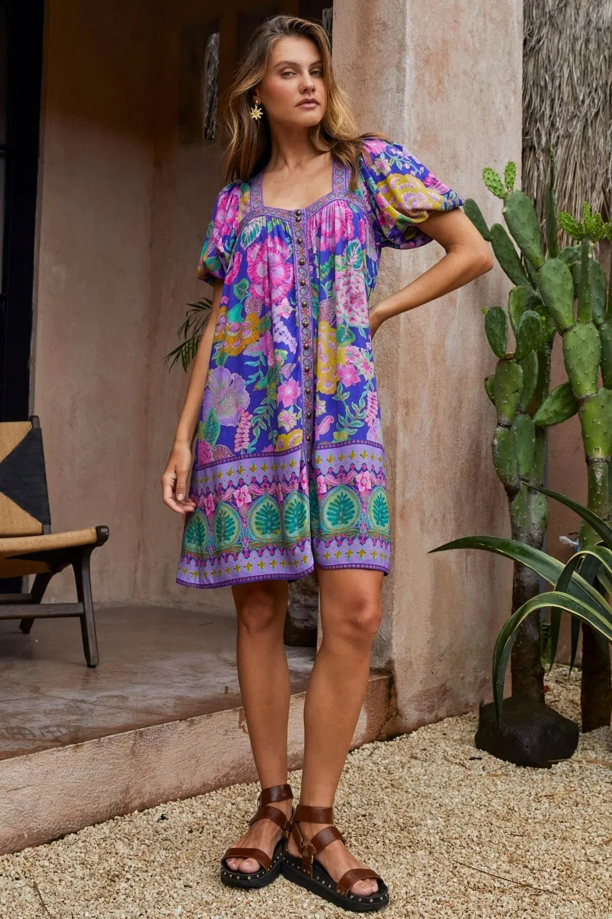 Savannah Mini Dress - Hibiscus sold by Nine Lives Bazaar product image thumbnail 3