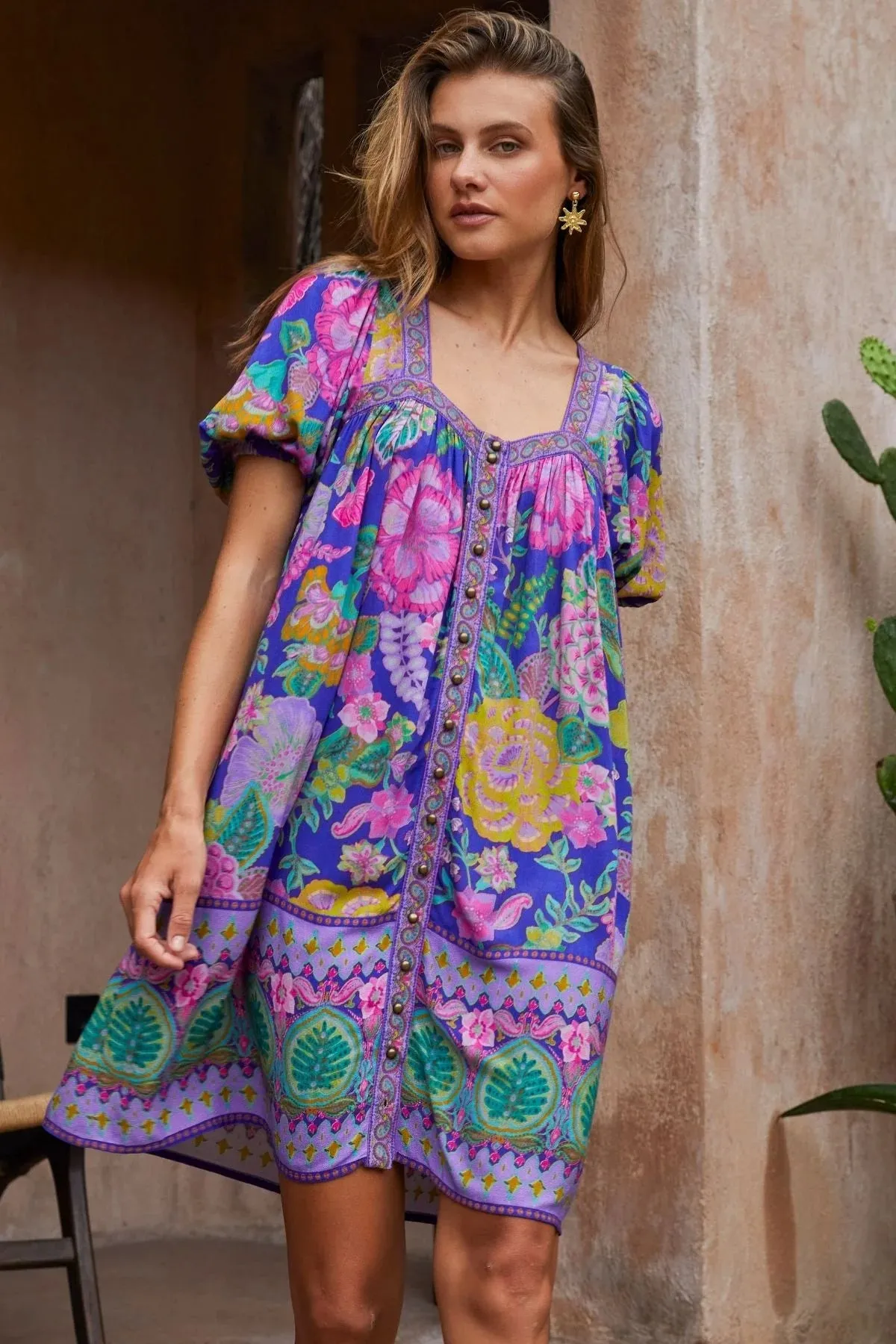 Savannah Mini Dress - Hibiscus sold by Nine Lives Bazaar