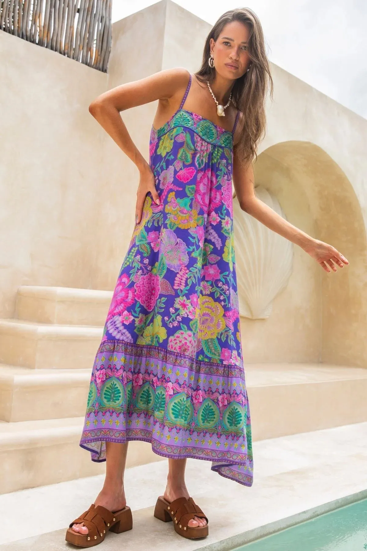 Honey Strappy Dress - Hibiscus sold by Nine Lives Bazaar