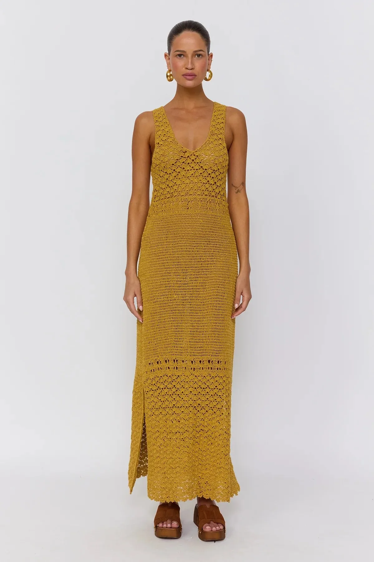 Francis Crochet Maxi Dress - Gold sold by Nine Lives Bazaar product image thumbnail 5