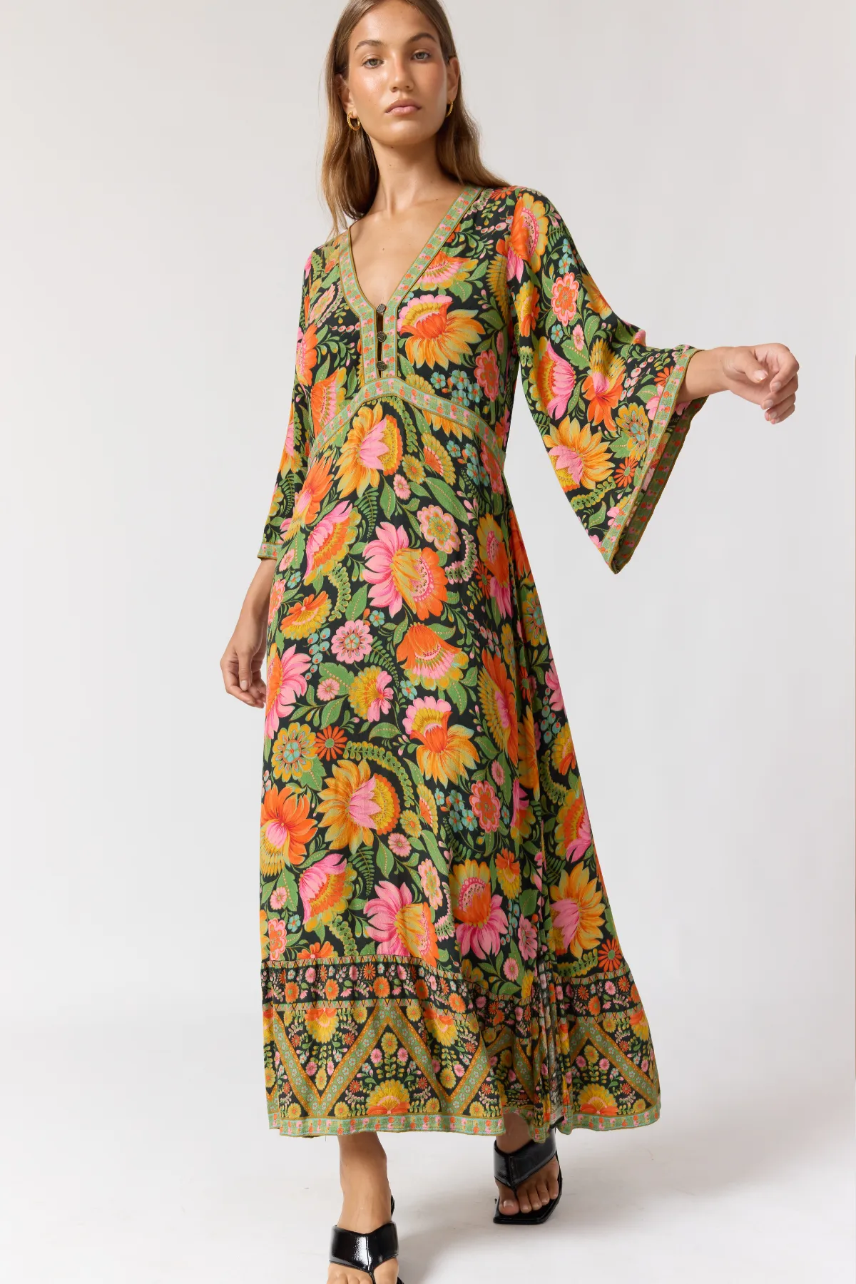 Empire Maxi Dress - Fiesta sold by Nine Lives Bazaar