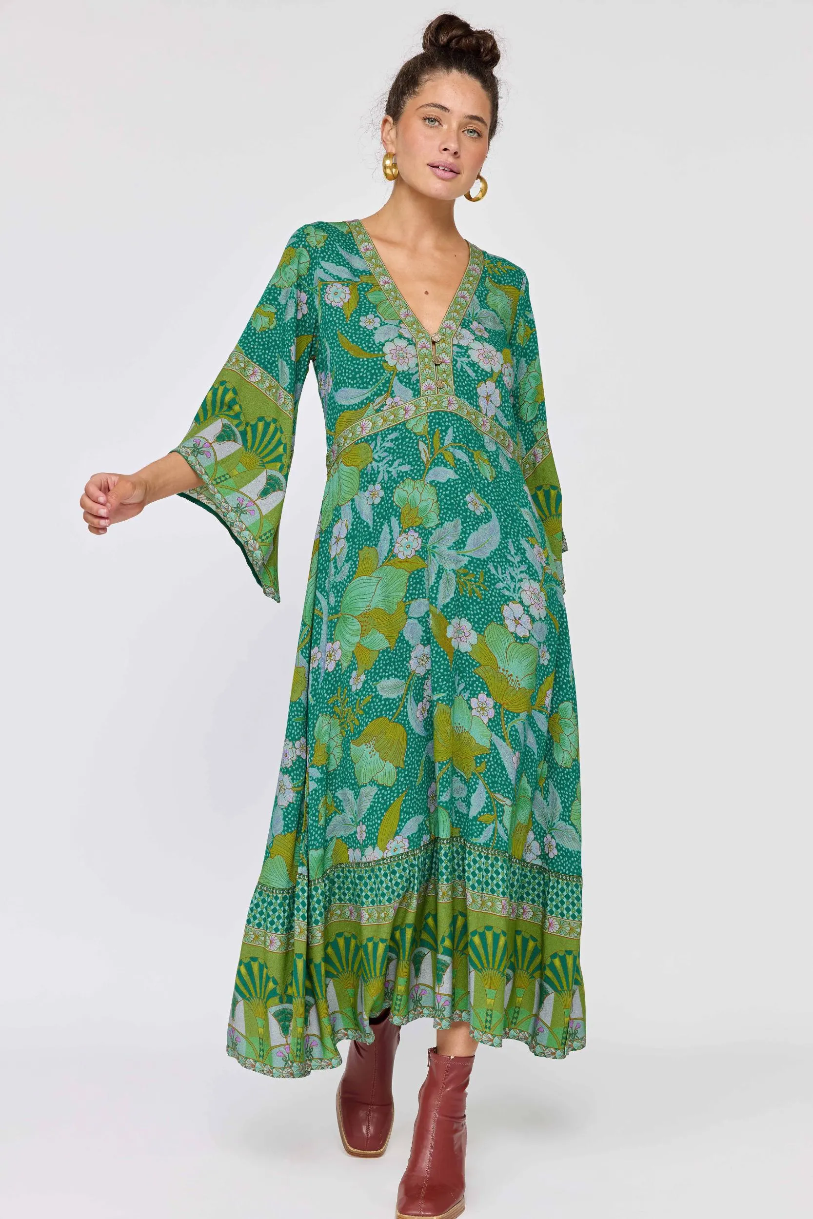 PRE-ORDER: Empire Maxi Dress - Evergreen sold by Nine Lives Bazaar product image thumbnail 5
