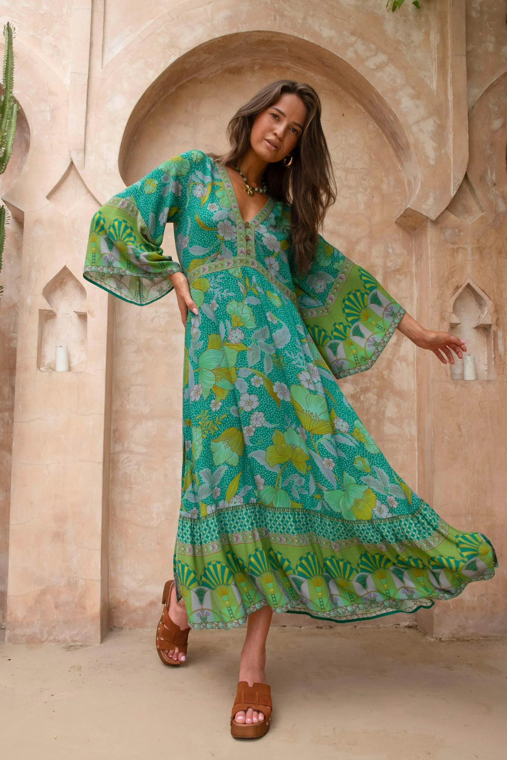 PRE-ORDER: Empire Maxi Dress - Evergreen sold by Nine Lives Bazaar product image thumbnail 2