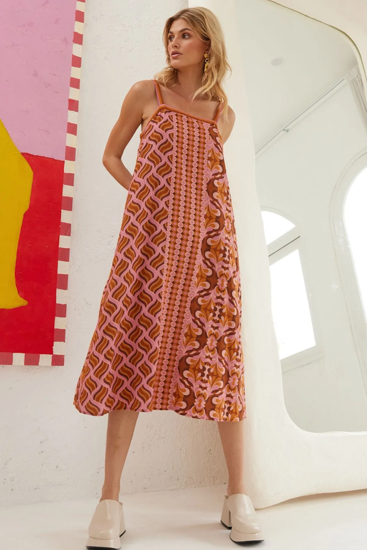 Anna Midi Dress - Rosewater sold by Nine Lives Bazaar