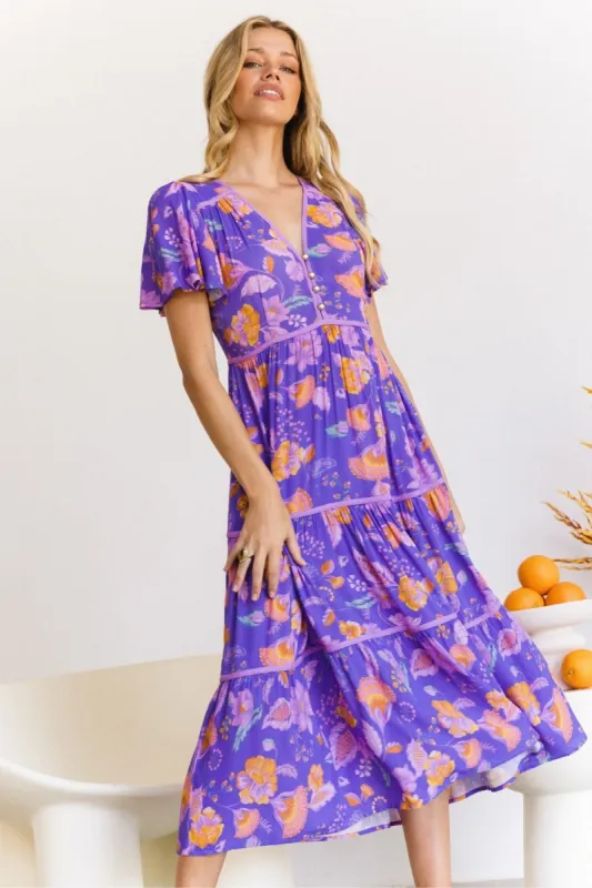 Holiday Midi Dress - Iris sold by Nine Lives Bazaar