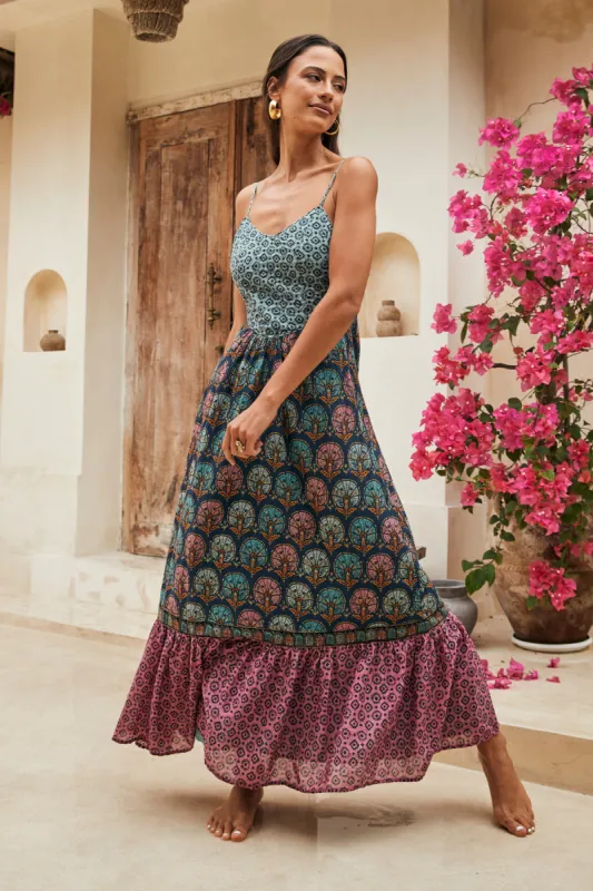 Ophelia Midi Dress - Persian Jewel sold by Nine Lives Bazaar