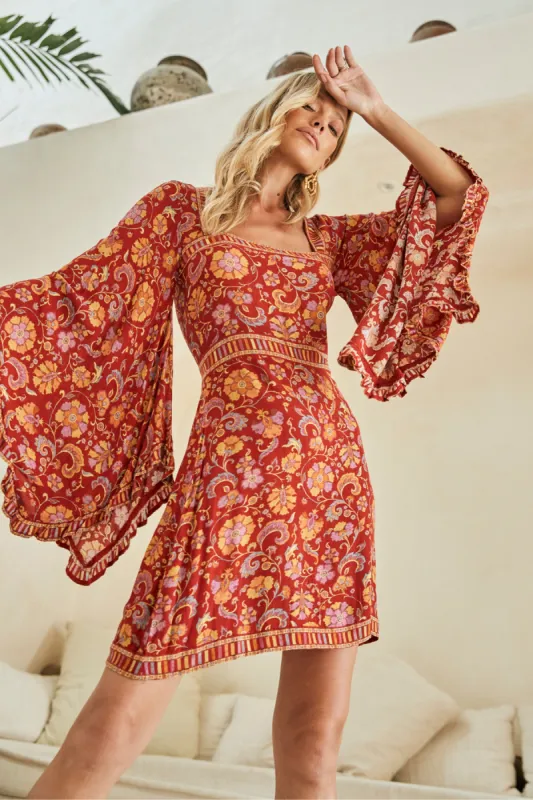 Moondance Mini Dress - Garnet sold by Nine Lives Bazaar