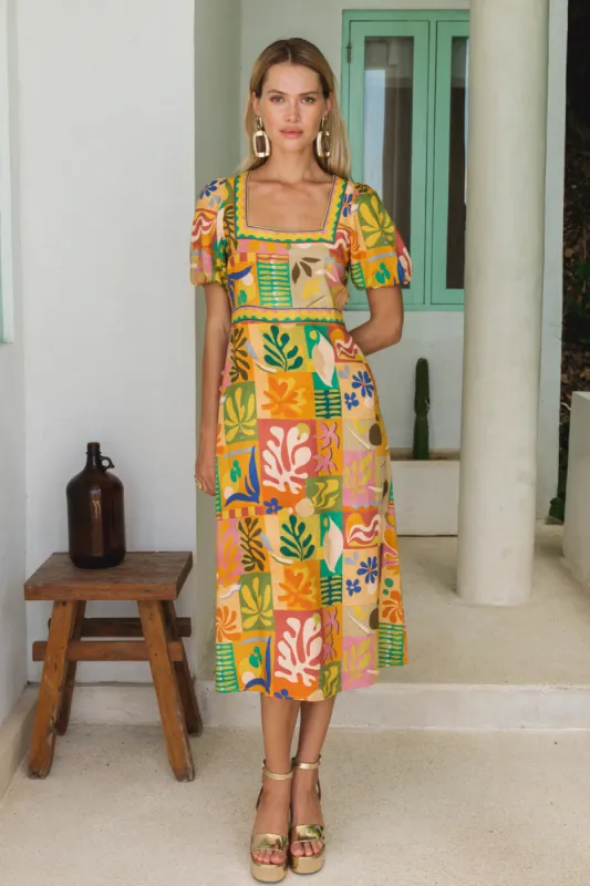 Callie Midi Dress - Vivid sold by Nine Lives Bazaar